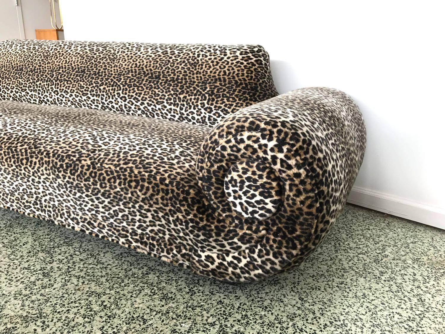Leopard Print Mid-Century Sofa 3