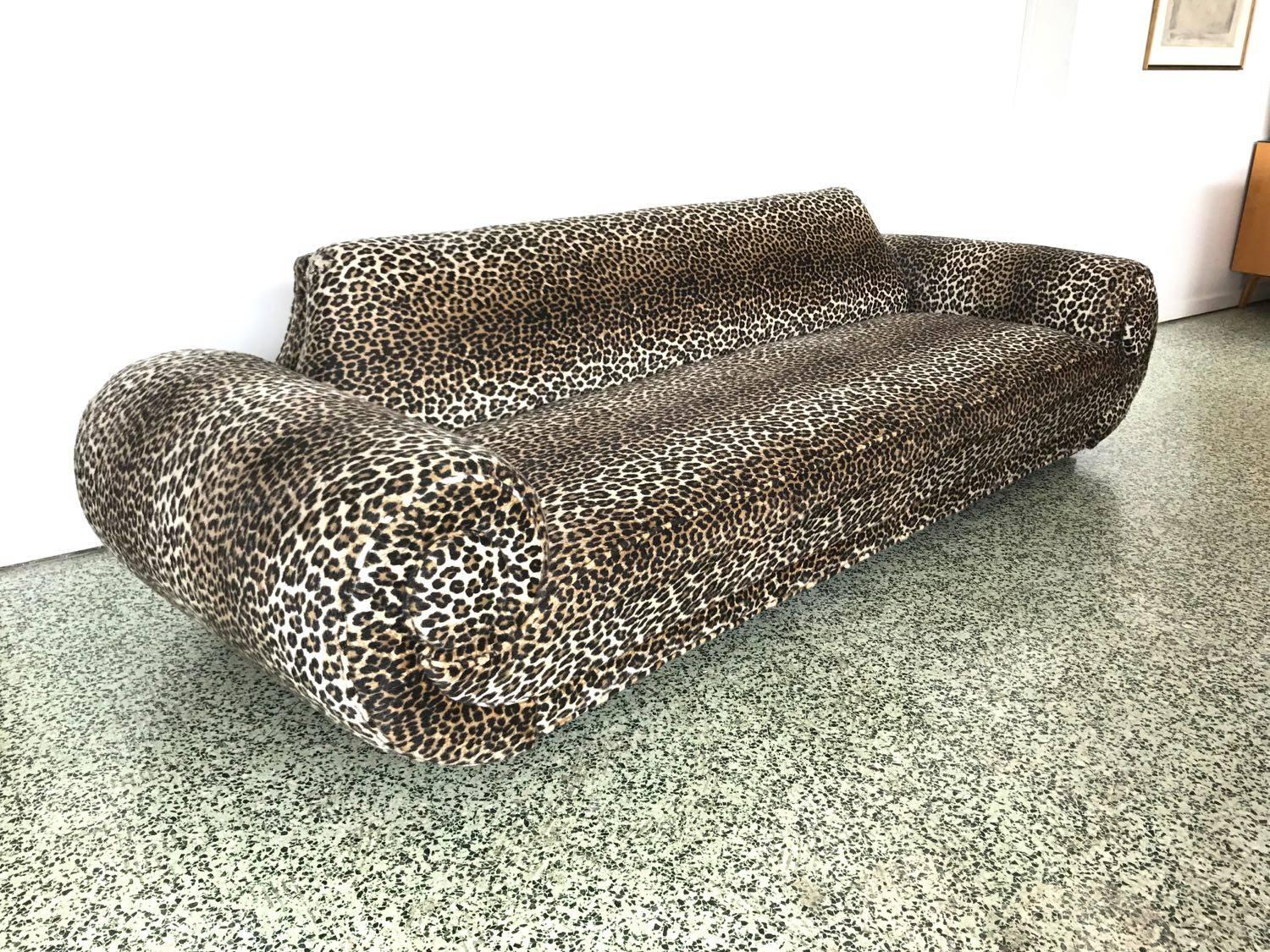 Leopard Print Mid-Century Sofa 4