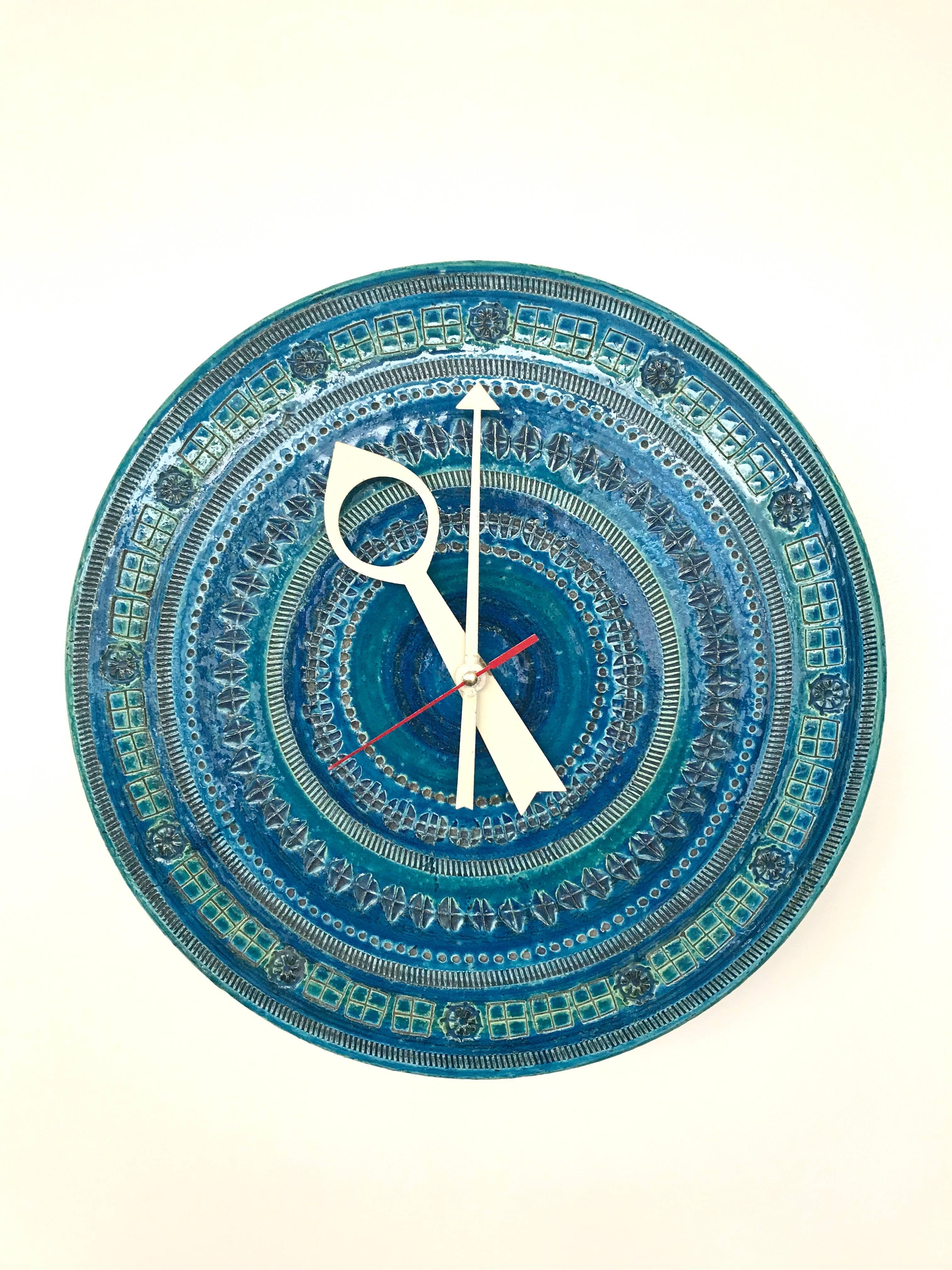 Mid-Century Modern Bitossi Londi 'Rimini Blu' Pattern Clock for Meridian
