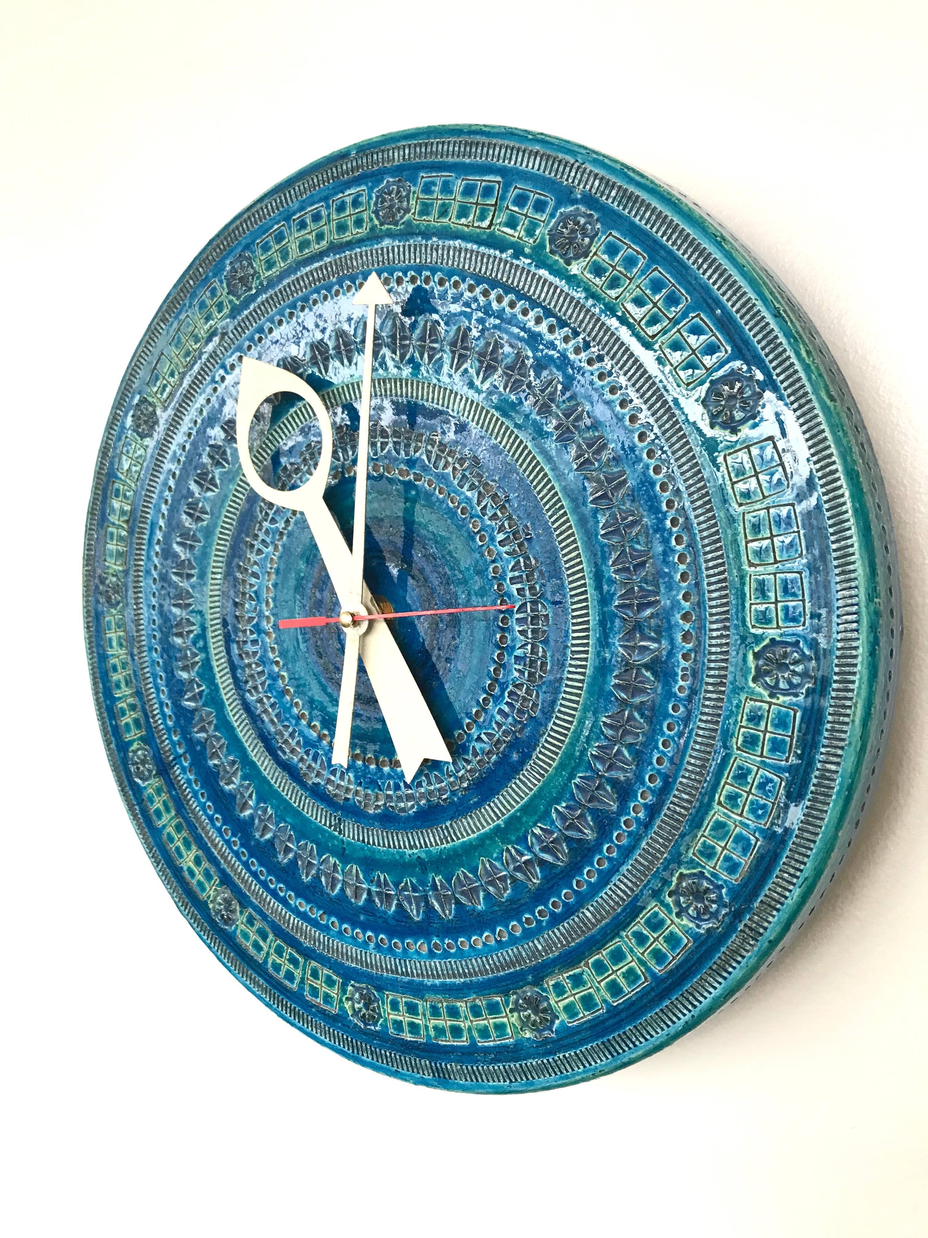 20th Century Bitossi Londi 'Rimini Blu' Pattern Clock for Meridian