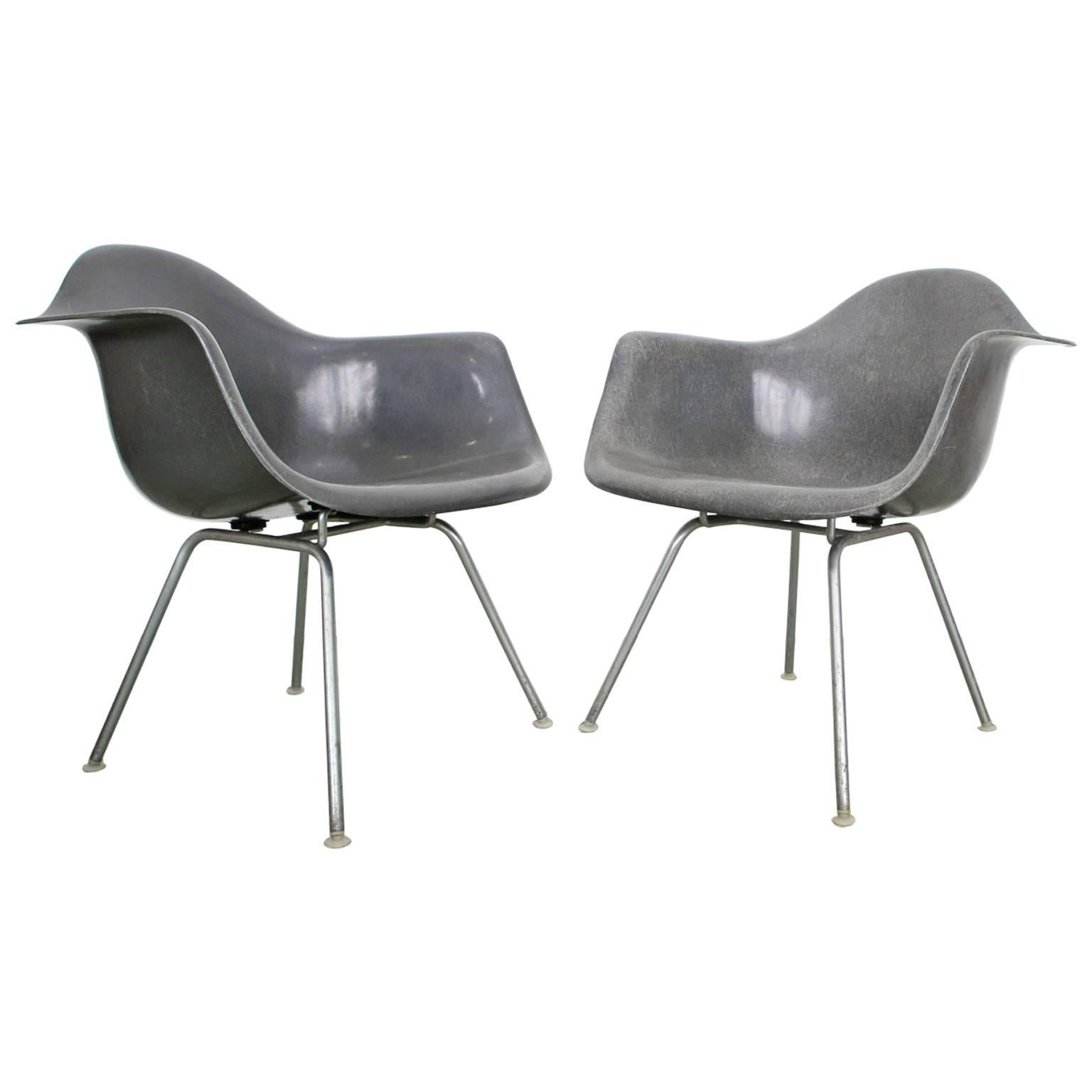 Pair of Elephant Grey Eames Armchairs