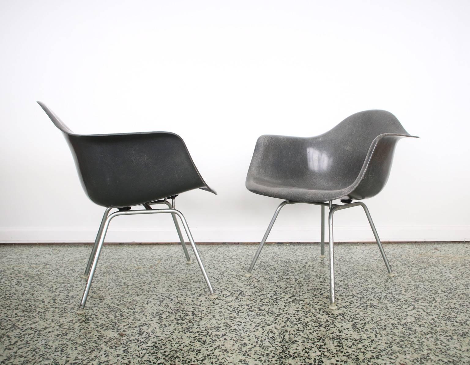 Pair of Elephant Grey Eames Armchairs 2