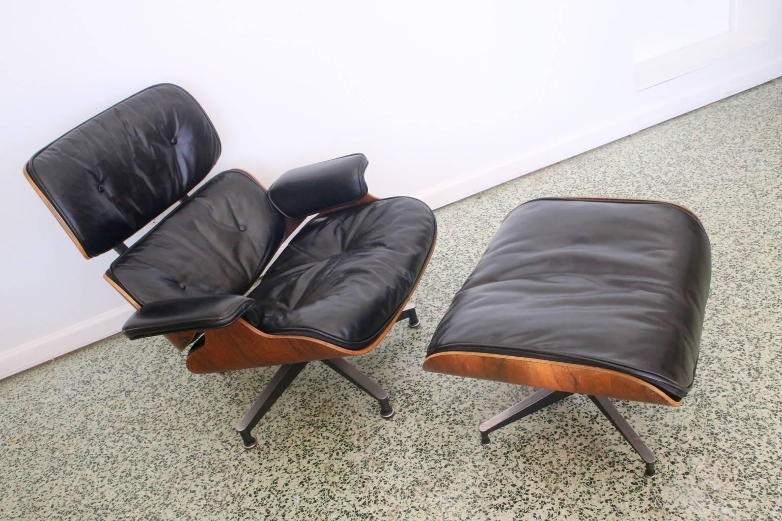 North American Herman Miller Eames Rosewood 670/671 Lounge Chair and Ottoman