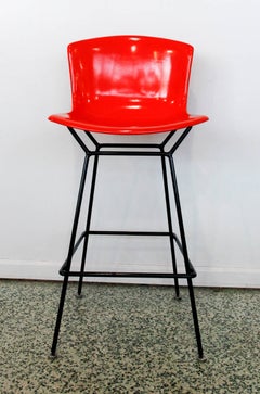 Rare Pair of Red Fiberglass Knoll Bertoia Stools