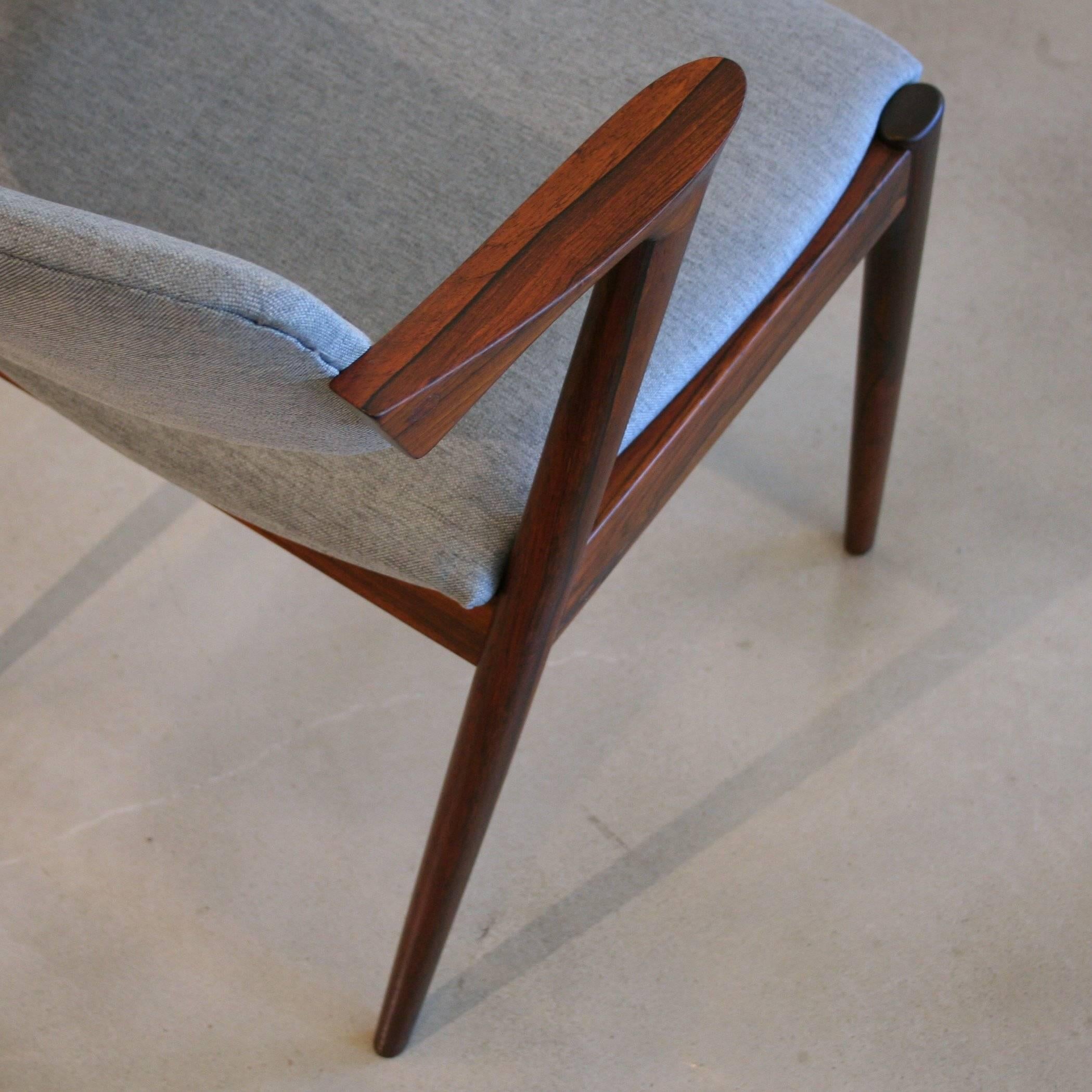Vintage Rosewood Model 42 Dining Chairs by Kai Kristiansen In Excellent Condition In Vancouver, BC