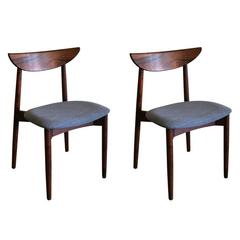 Pair of Vintage Rosewood Dining Chairs with Bronze Accents
