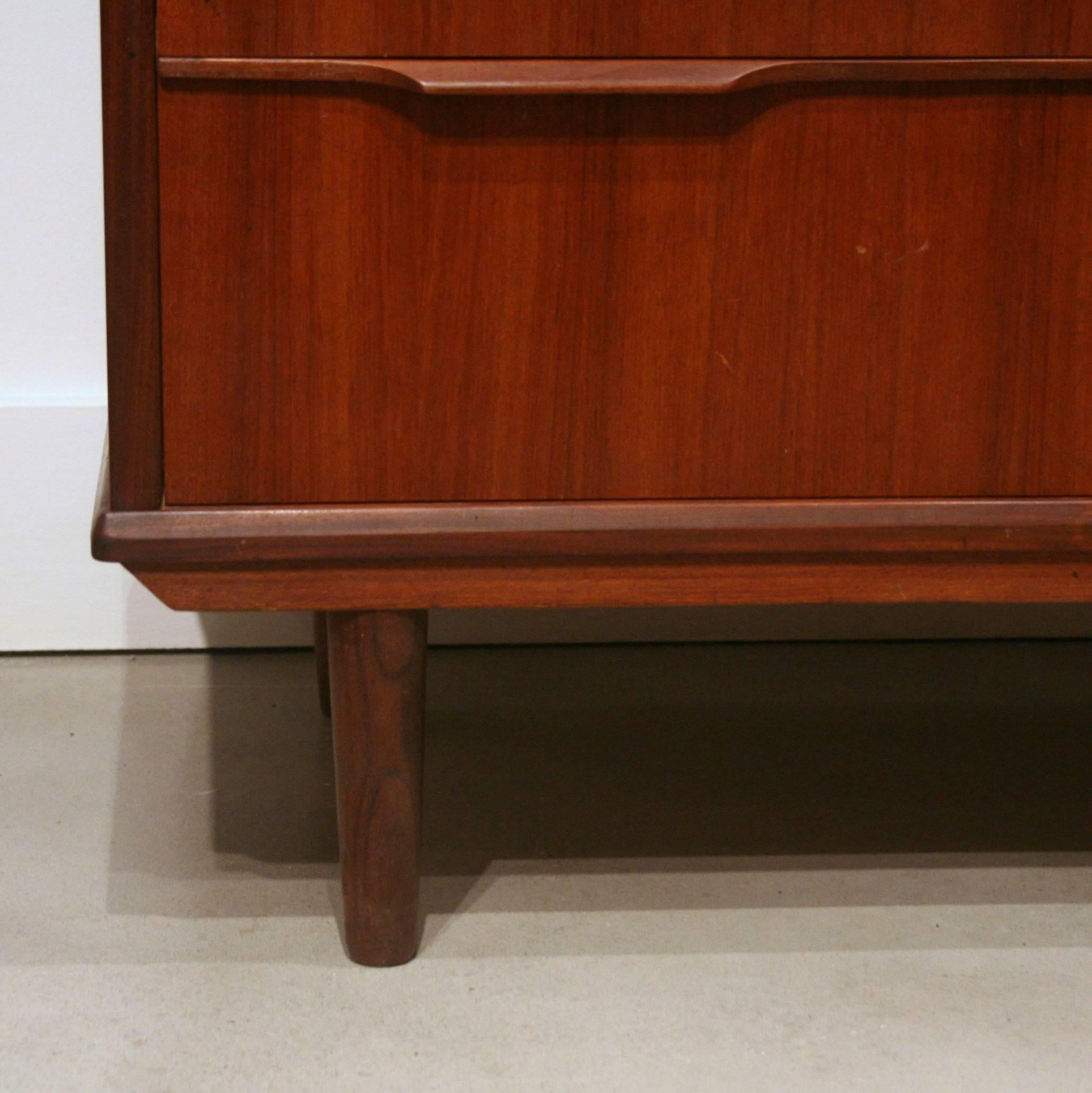 Scandinavian Modern Vintage Danish Six-Drawer Tall Teak Dresser