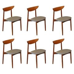 Set of Six Vintage Danish Teak Dining Chairs by Harry Ostergaard