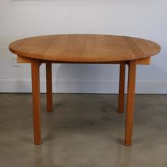 Vintage Danish Solid Oak Round Dining Table by Kurt Osterberg