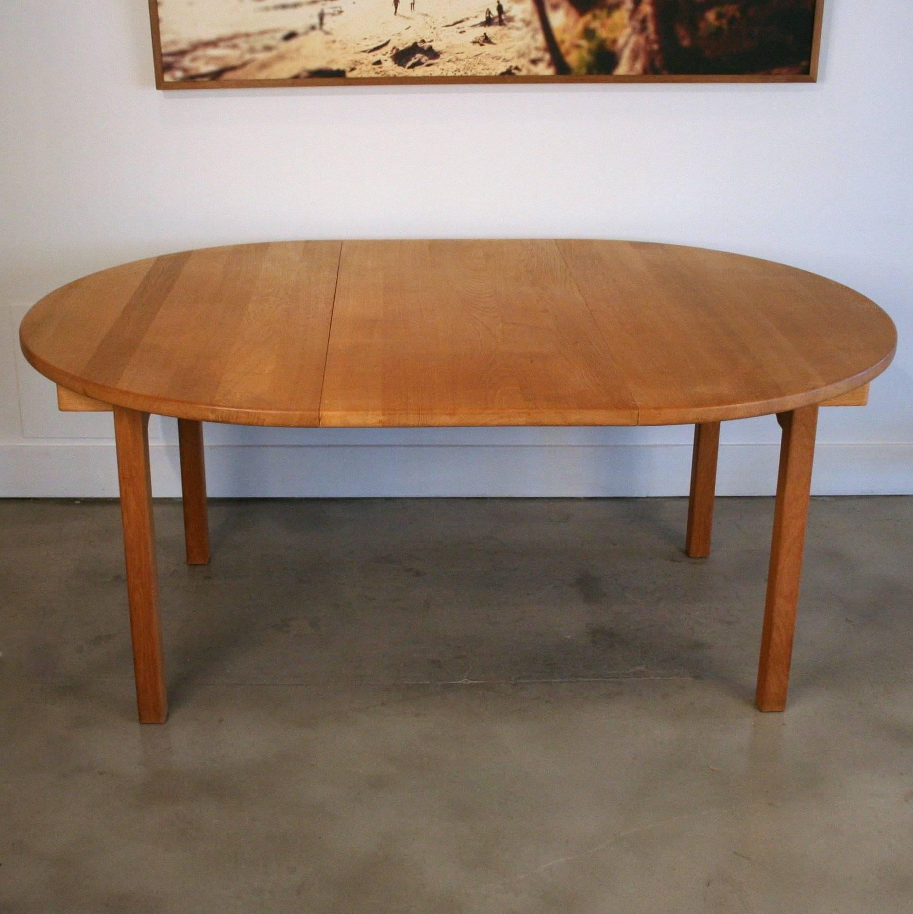 Mid-20th Century Vintage Danish Solid Oak Round Dining Table by Kurt Osterberg For Sale