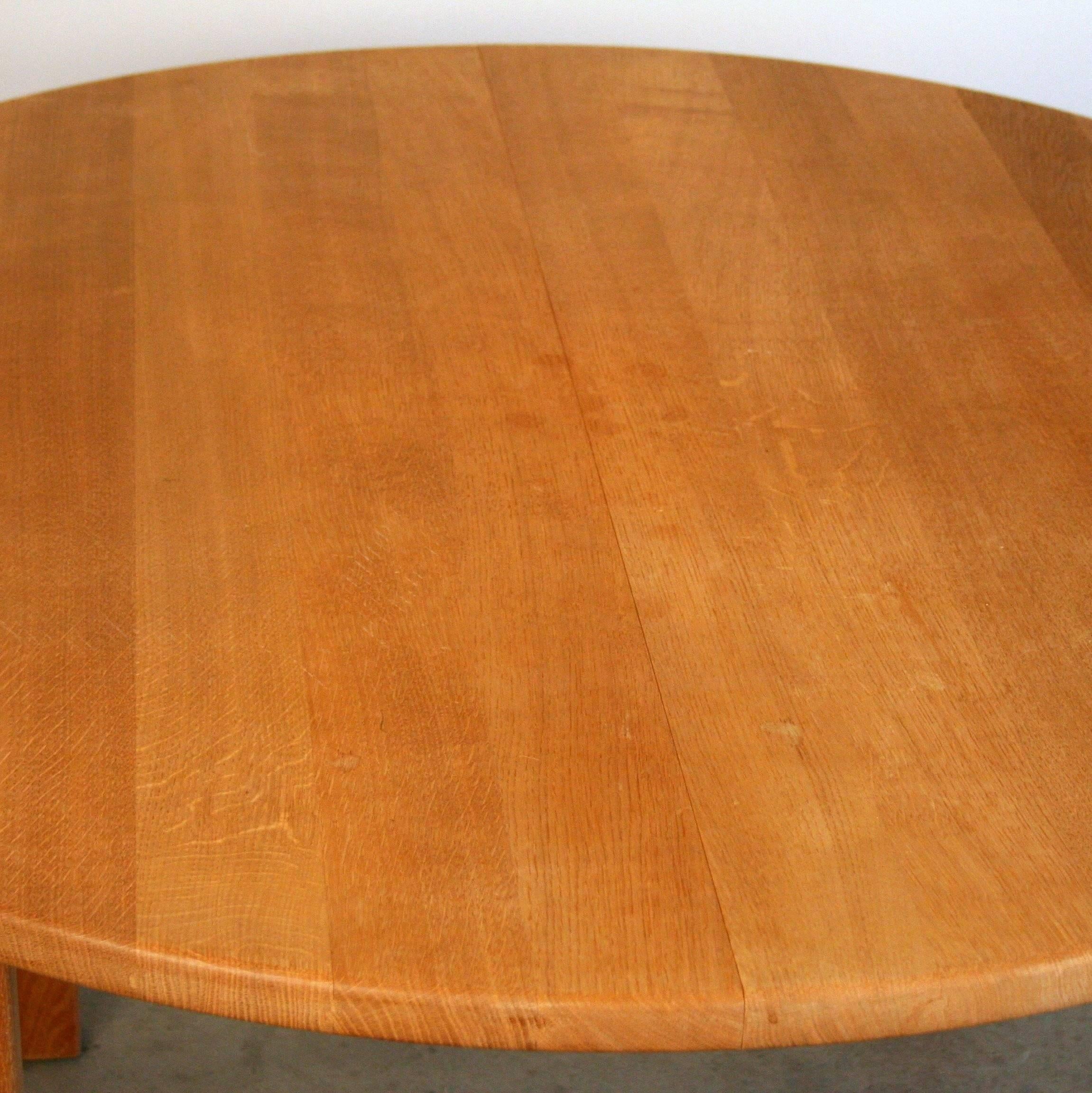 Vintage Danish Solid Oak Round Dining Table by Kurt Osterberg For Sale 2