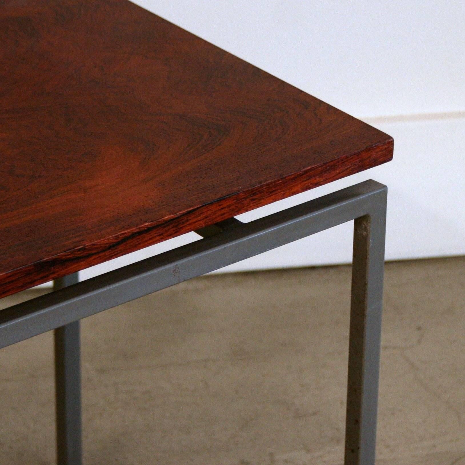 Vintage Danish Rosewood + Metal Frame Nesting Tables S/3 In Excellent Condition For Sale In Vancouver, BC