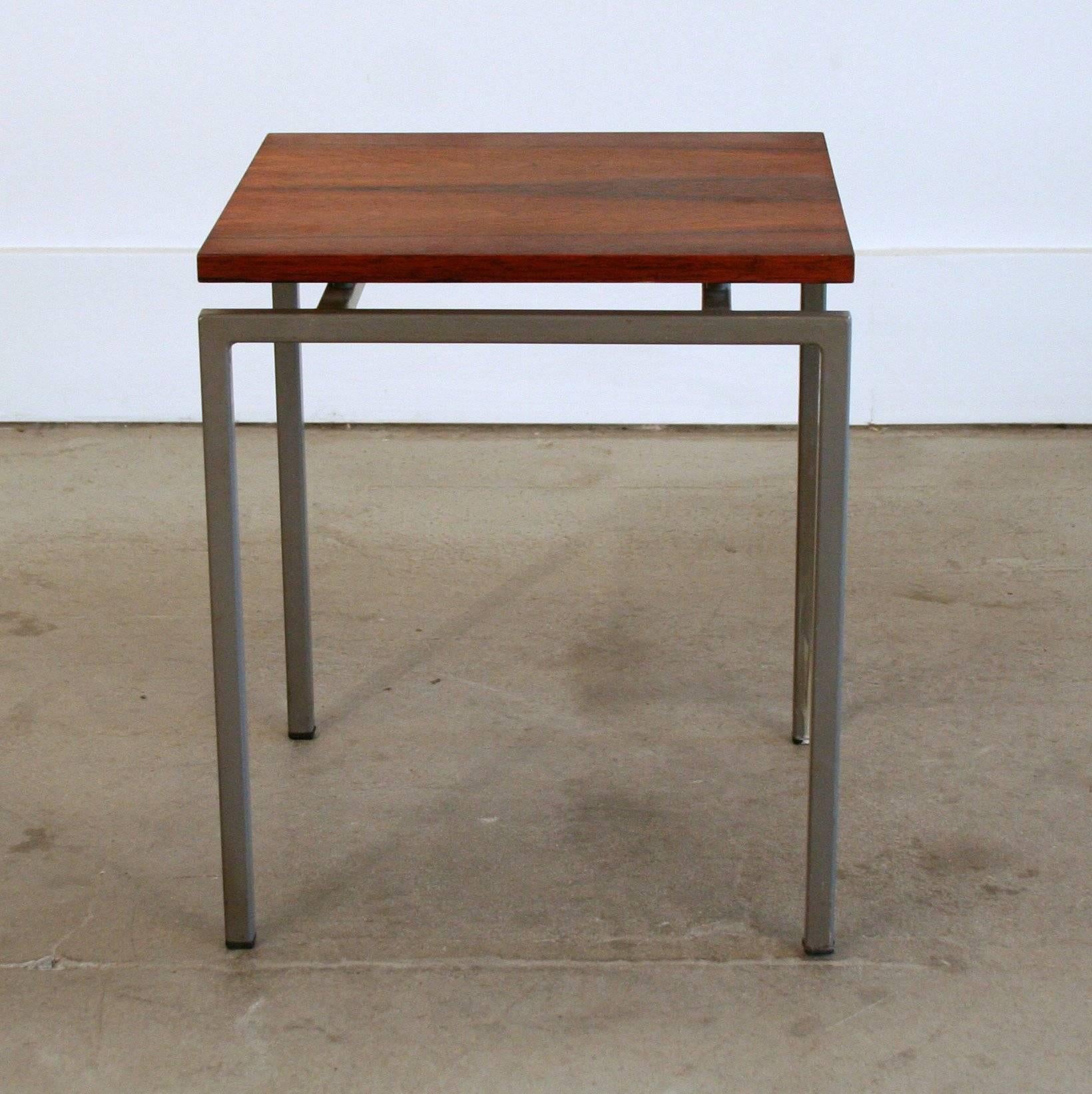 Mid-20th Century Vintage Danish Rosewood + Metal Frame Nesting Tables S/3 For Sale