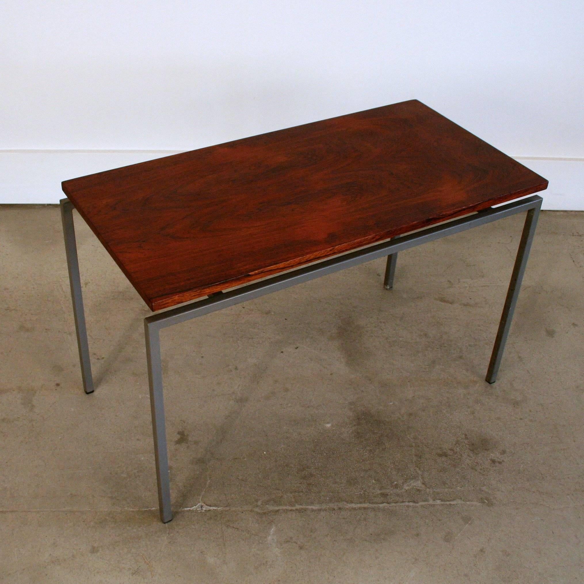 Vintage Danish Rosewood + Metal Frame Nesting Tables S/3 For Sale 5