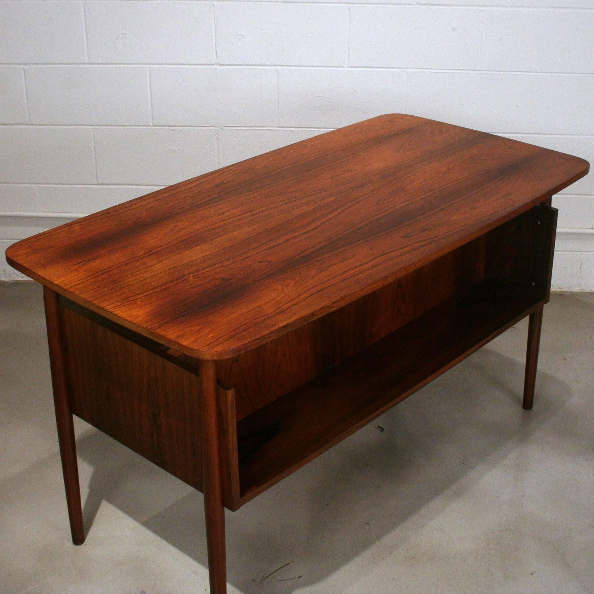 Vintage Danish Rosewood Writing Desk In Excellent Condition In Vancouver, BC