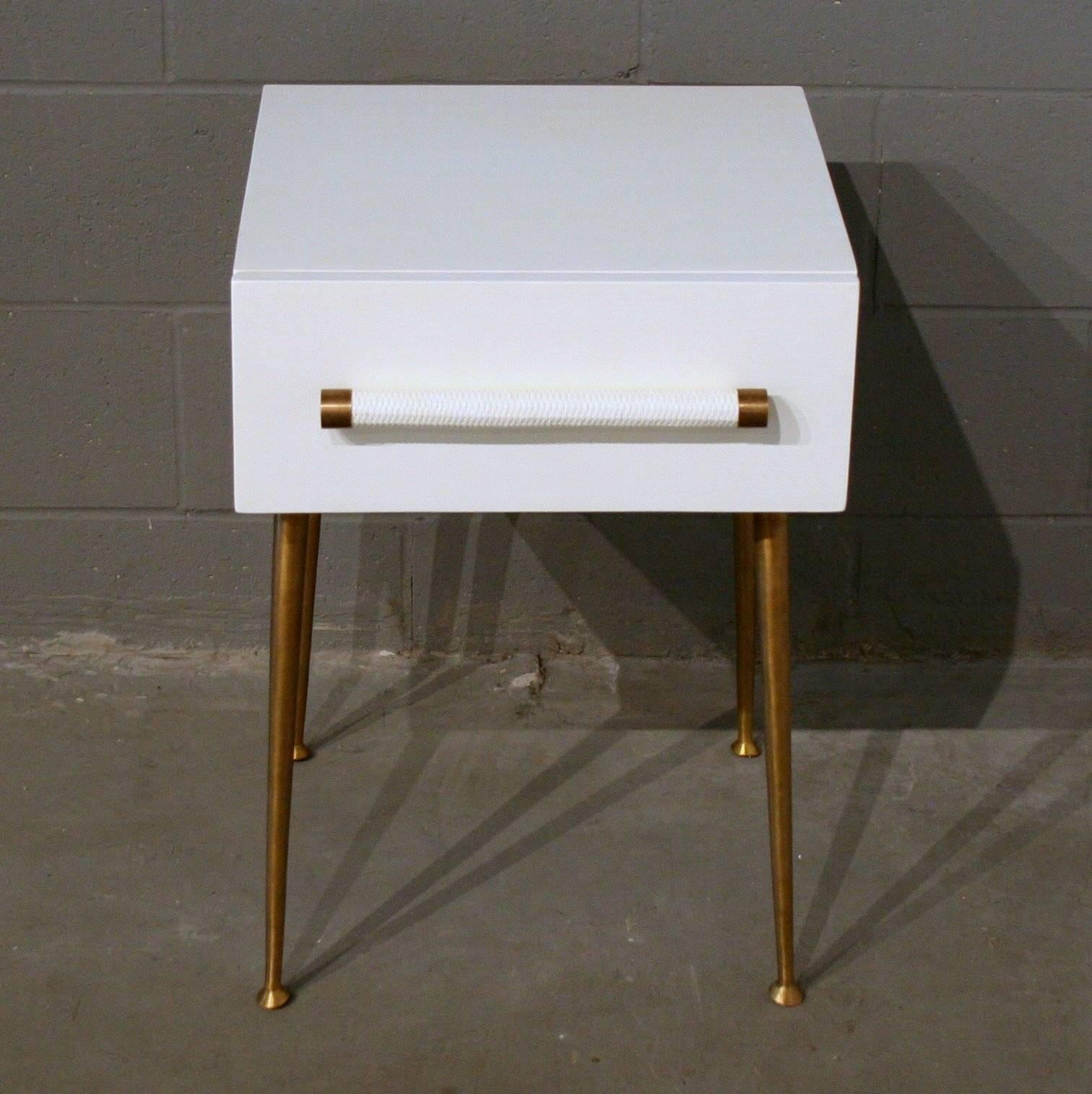 American Vintage Inspired White and Brass Nightstand