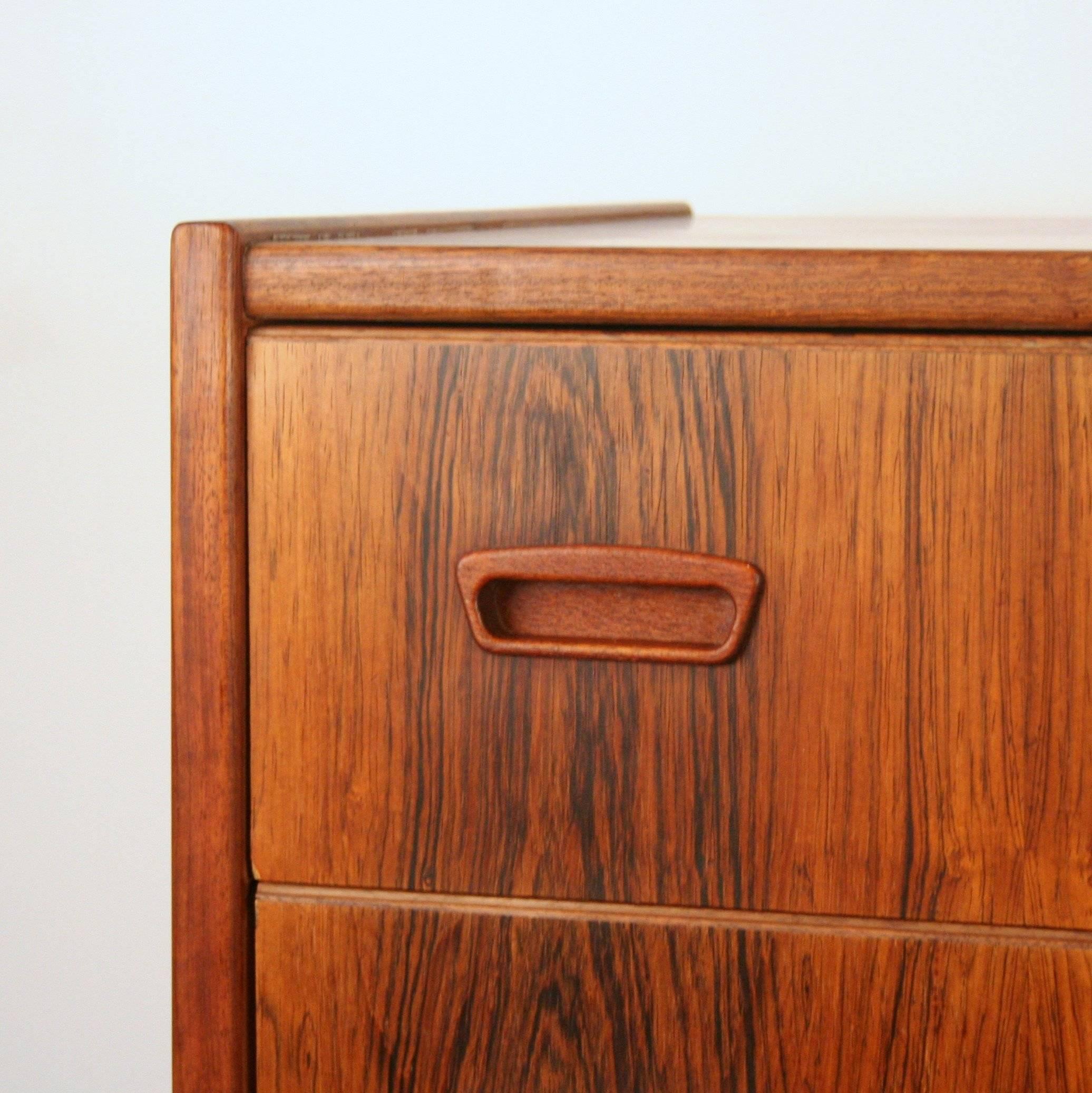 Mid-20th Century Vintage Danish Five-Drawer Rosewood Dresser For Sale