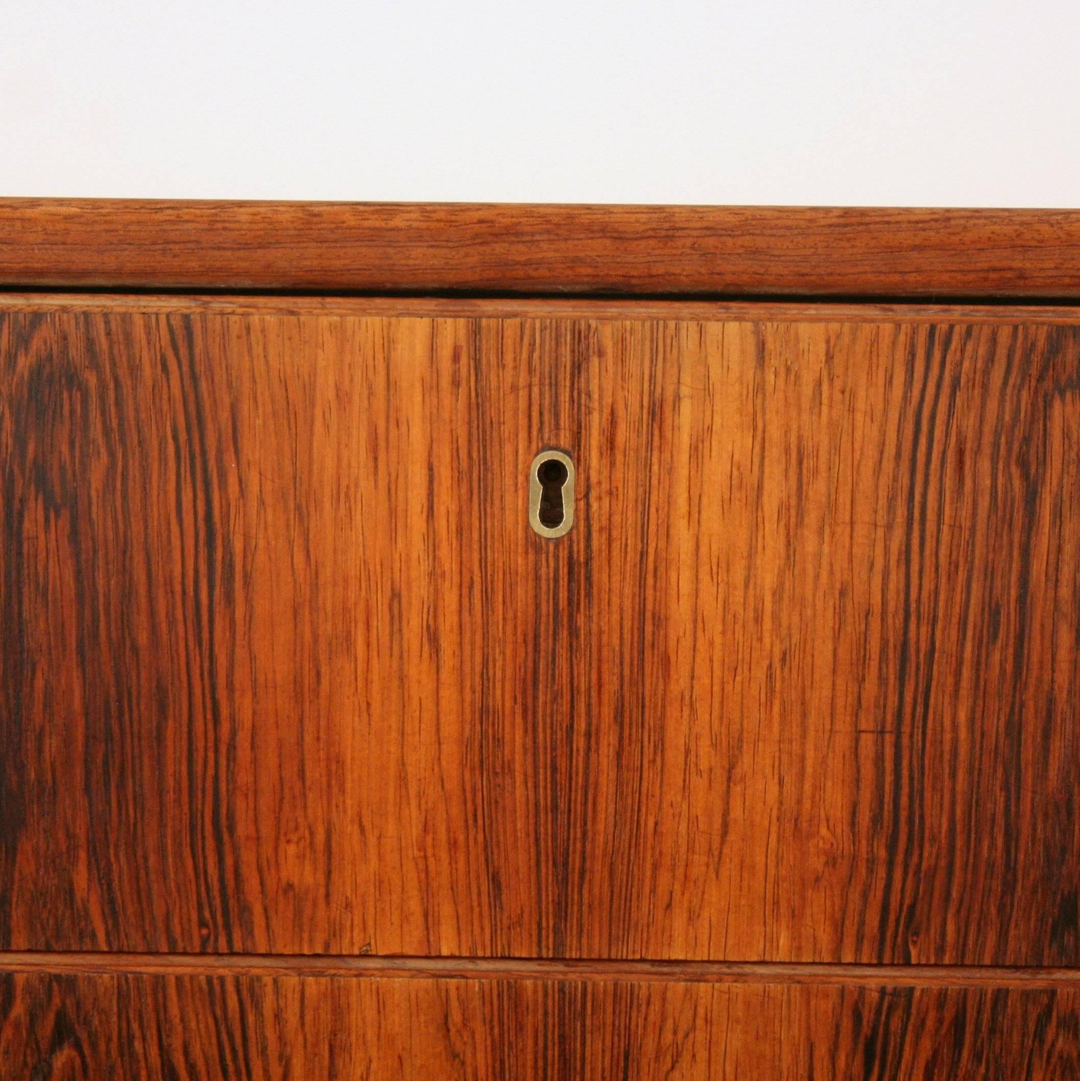 Vintage Danish Five-Drawer Rosewood Dresser For Sale 4