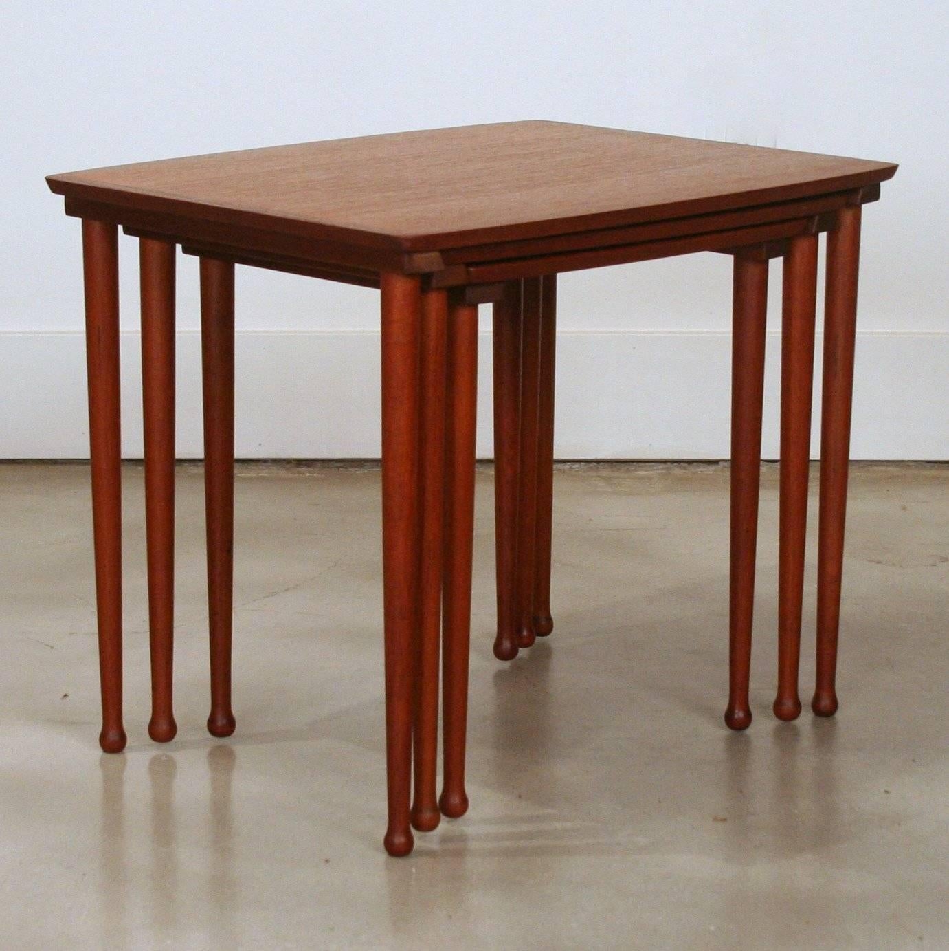 Vintage Danish Teak Nesting Tables In Excellent Condition In Vancouver, BC