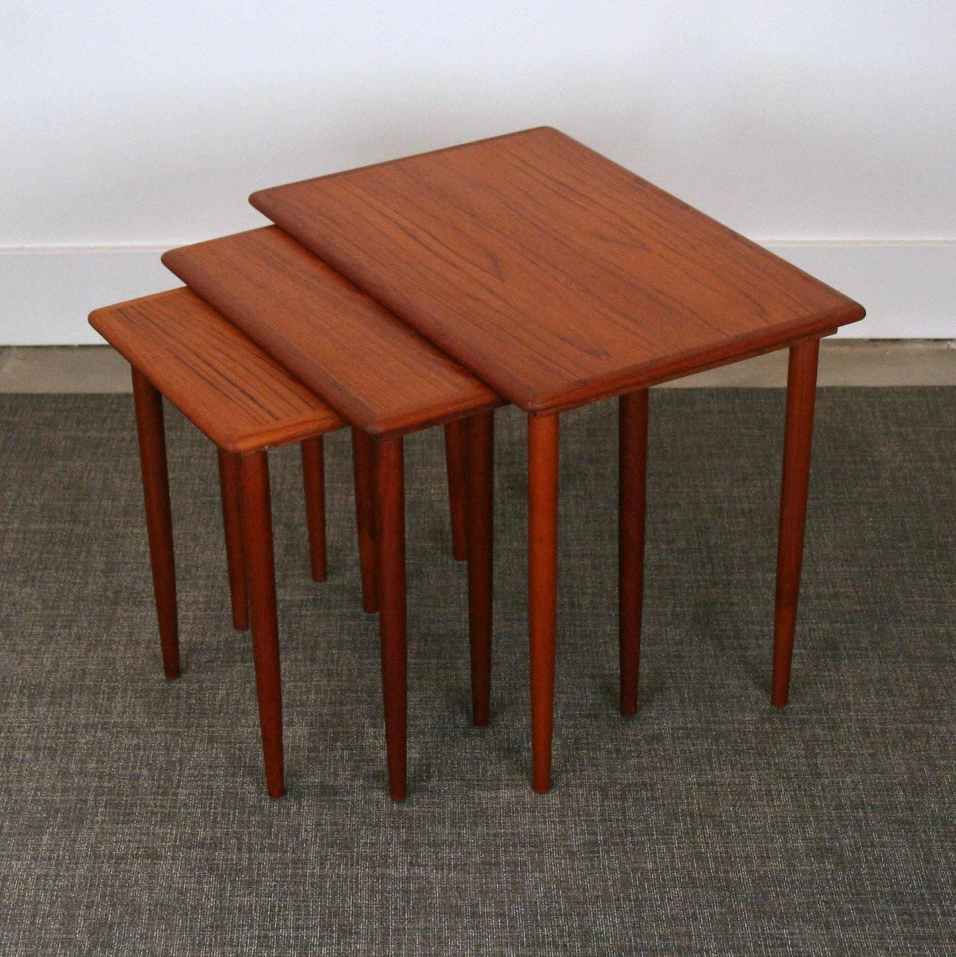 Scandinavian Modern Vintage Danish Teak Nesting Tables For Sale