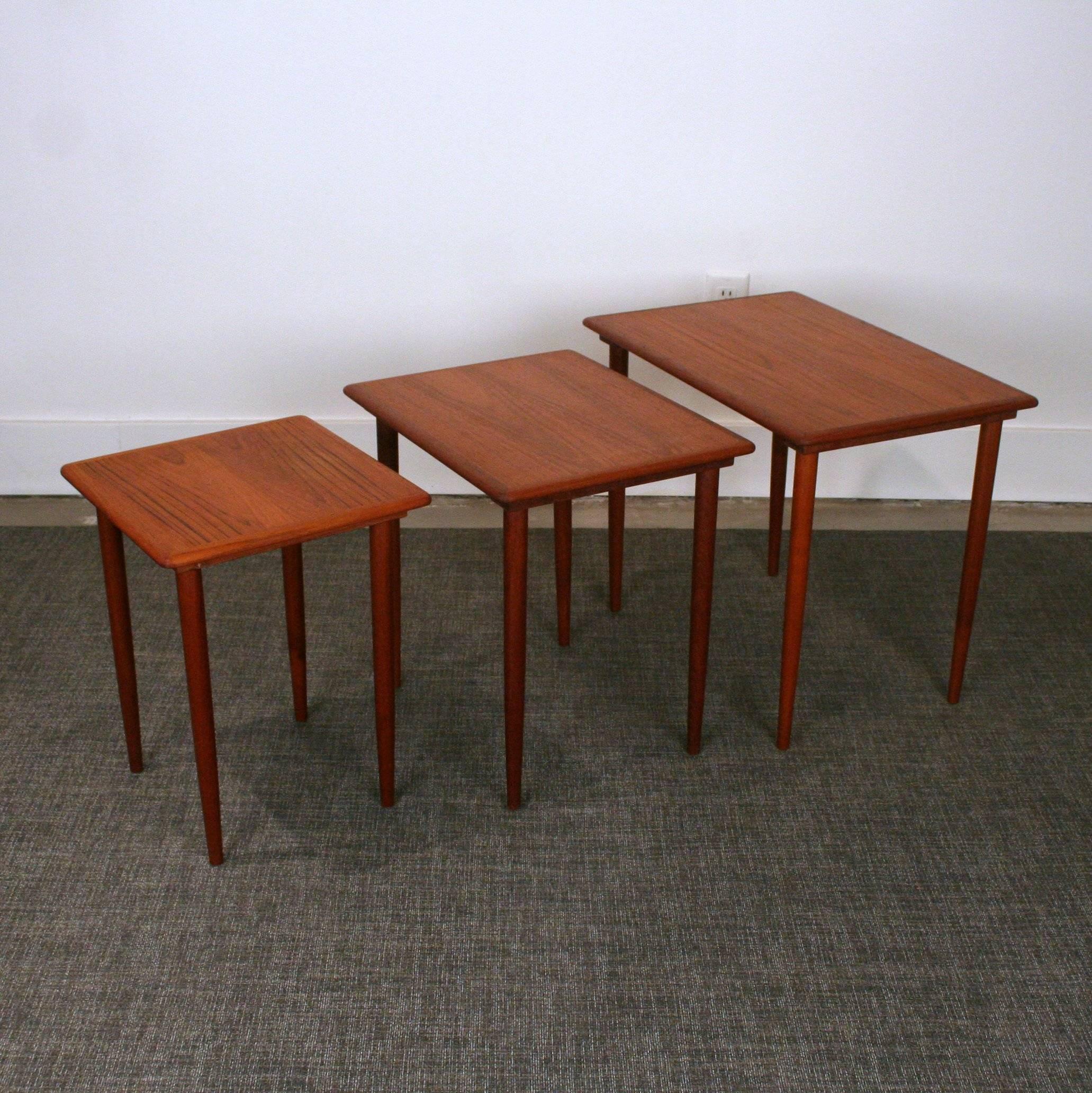 Vintage Danish Teak Nesting Tables For Sale 3
