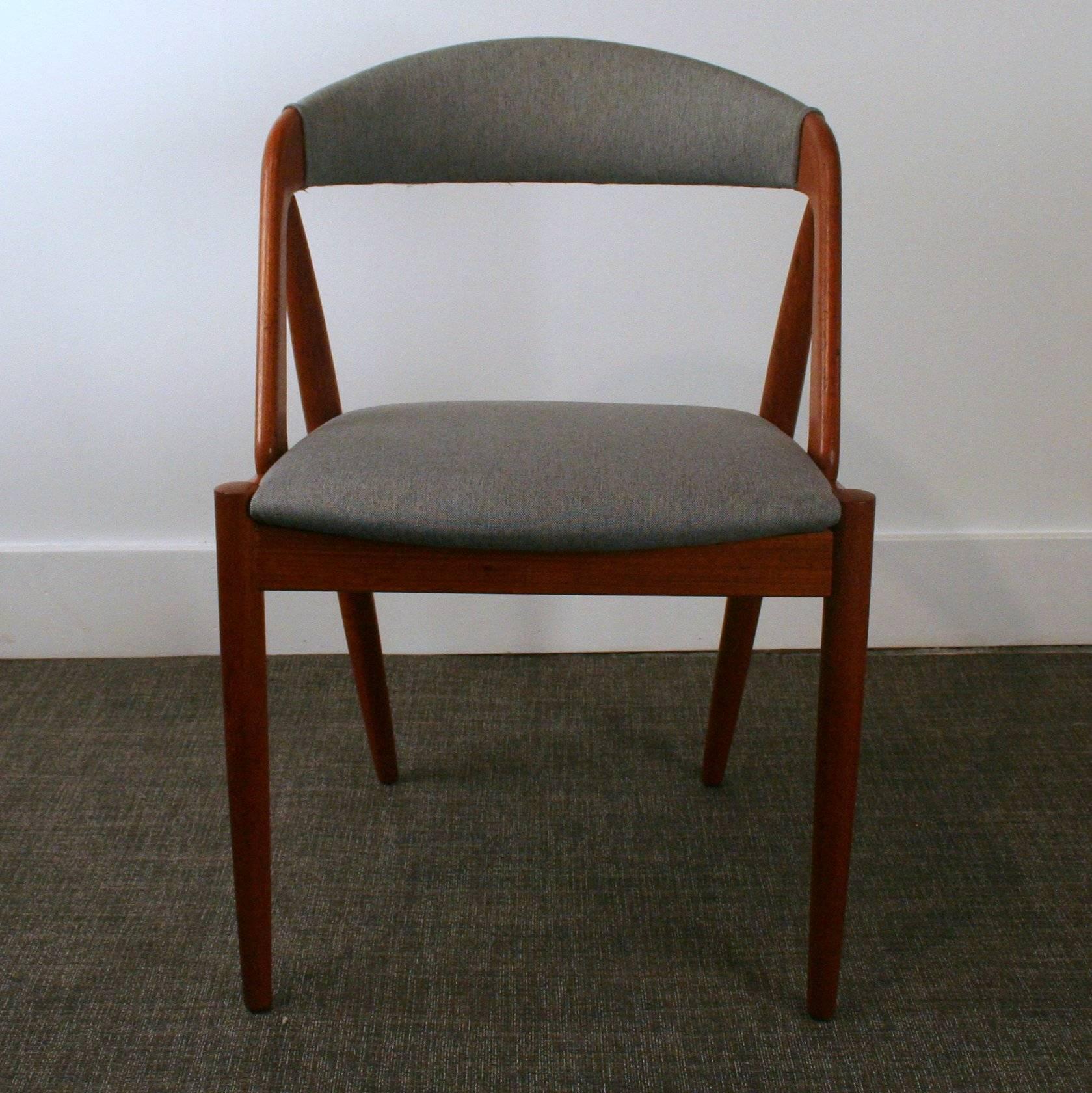 Beautiful vintage Kai Kristiansen Model 31 dining chair, newly reupholstered. Priced individually. Made in Denmark.