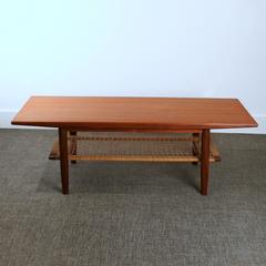 Vintage Danish Teak Coffee Table with Teak Shelf