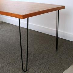 Teak Black Hairpin Legs Dining Table