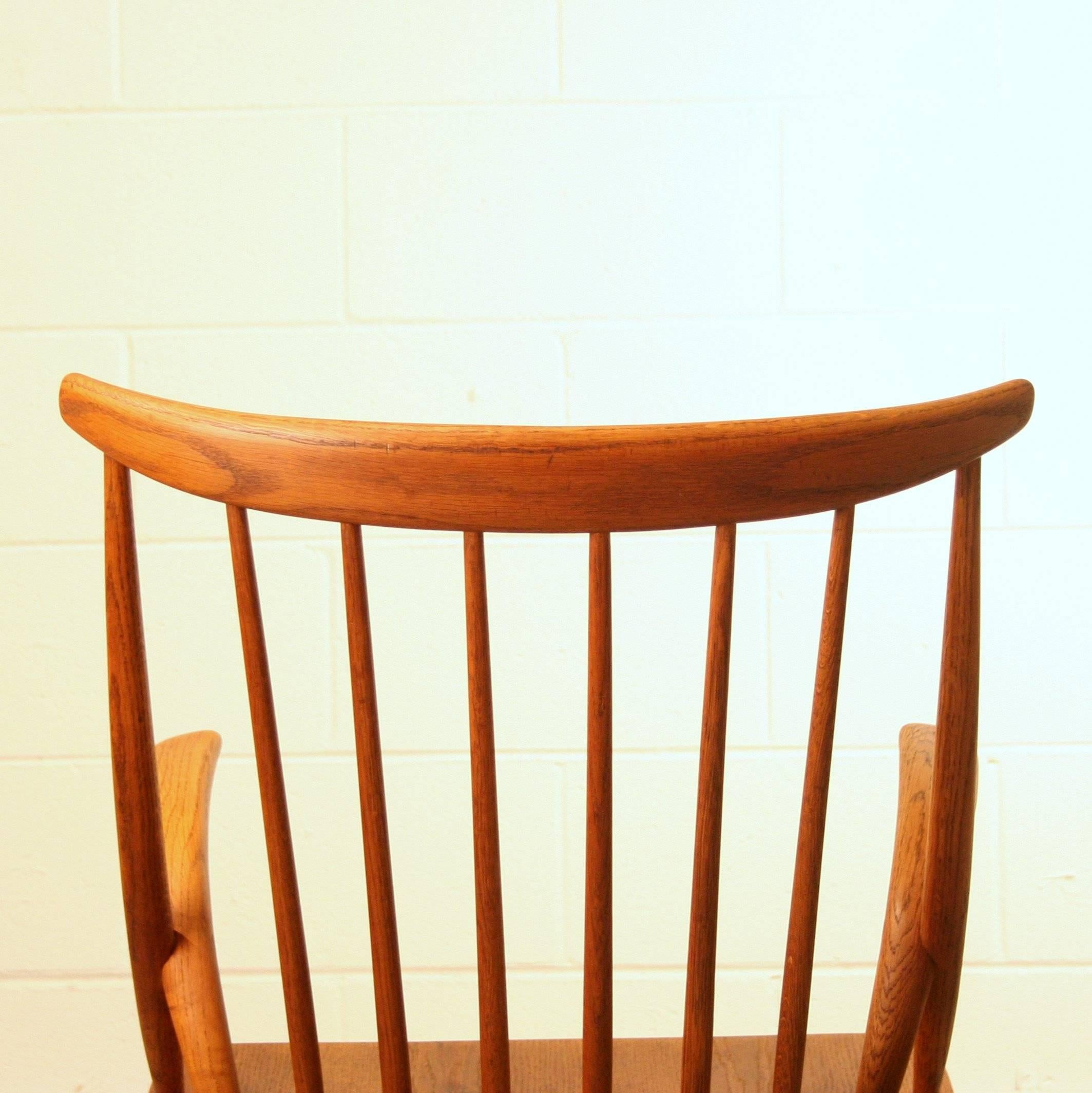 Vintage Danish Oak Rocking Chair by Illum Wikkelsoe 1