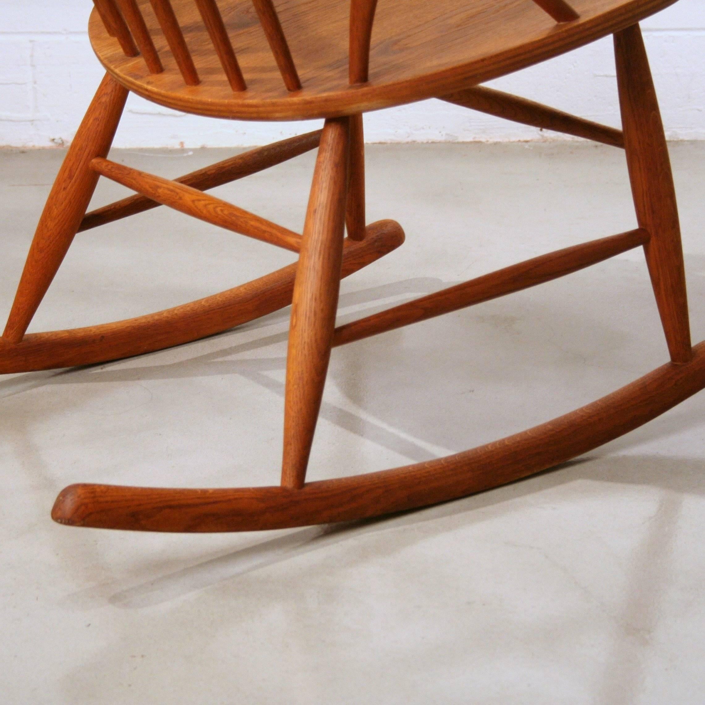 Vintage Danish Oak Rocking Chair by Illum Wikkelsoe 4