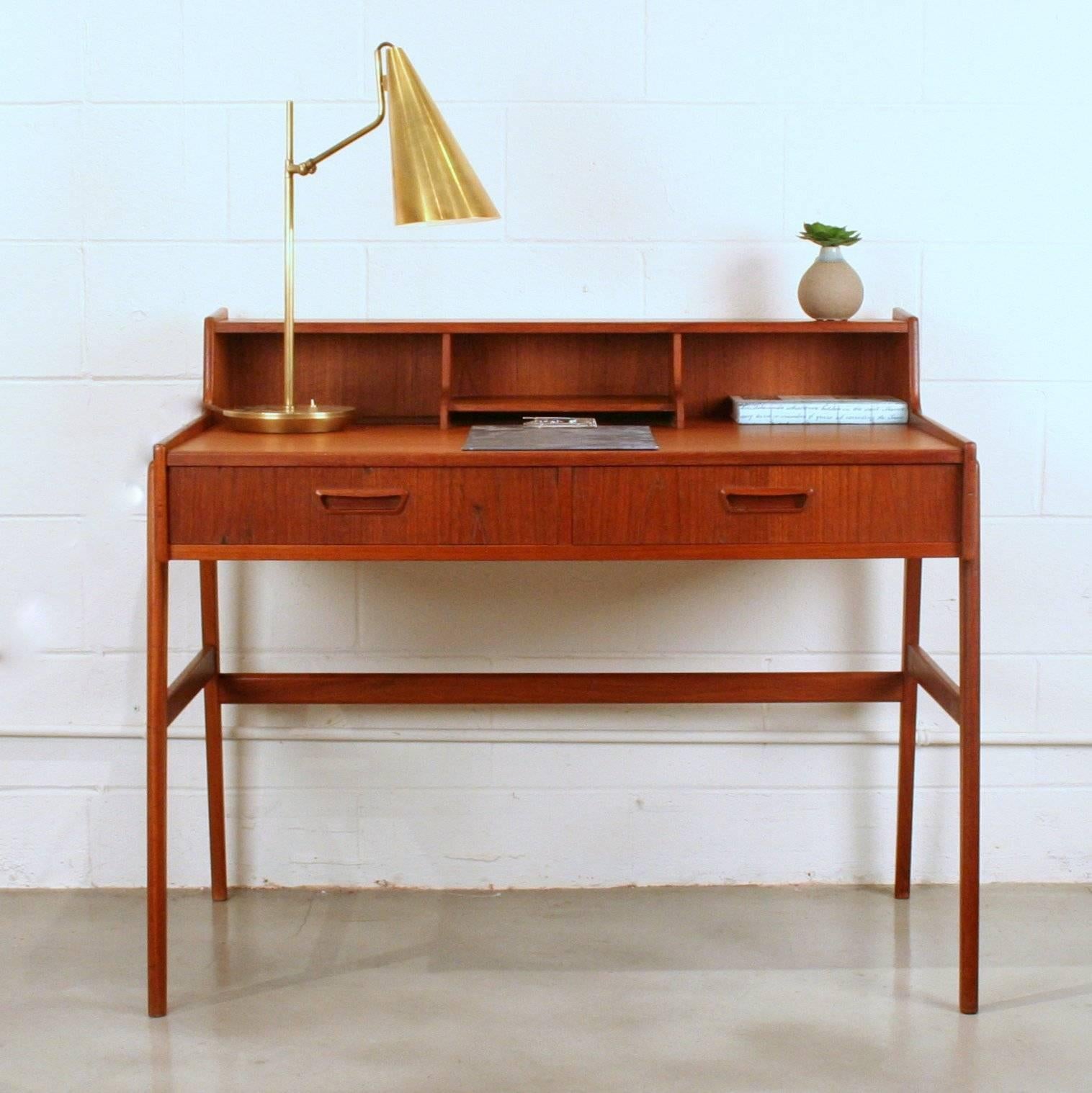Vintage Danish Teak Writing Desk In Excellent Condition In Vancouver, BC