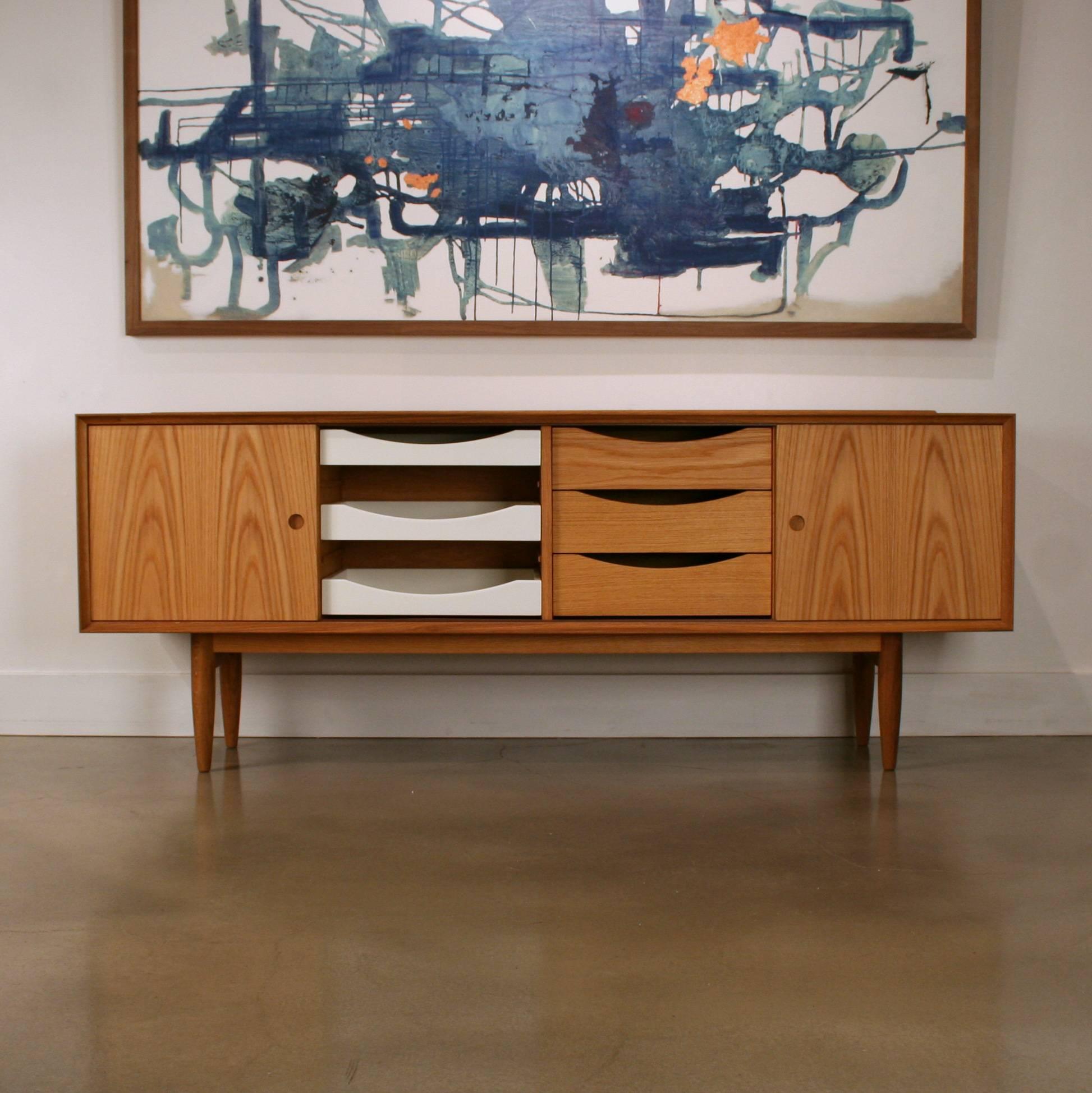 Scandinavian Modern Arne Vodder Inspired Oak Sideboard For Sale