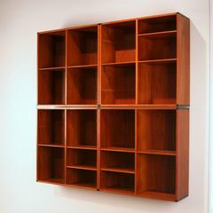 Vintage Teak Wall-Mounted Bookshelves