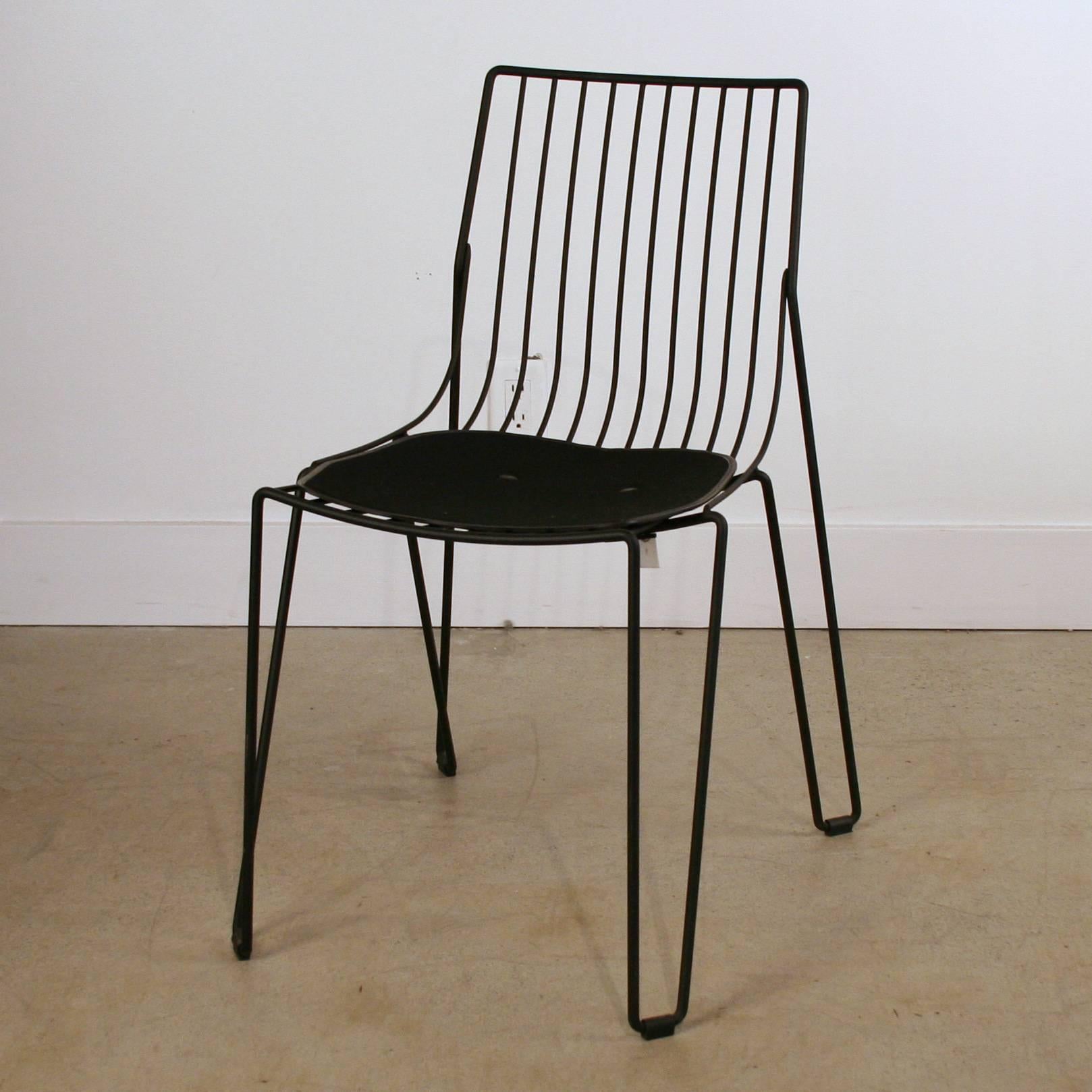 Scandinavian Modern Tio Black Dining Chair with Seat Pad by Mass Productions