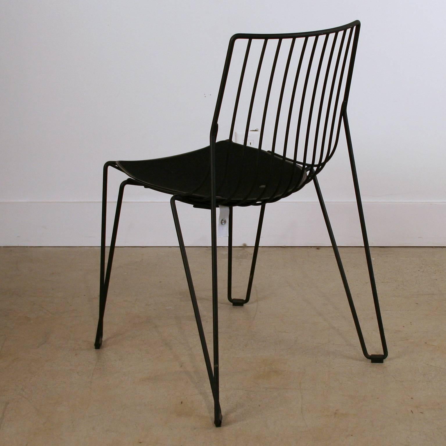 Contemporary Tio Black Dining Chair with Seat Pad by Mass Productions