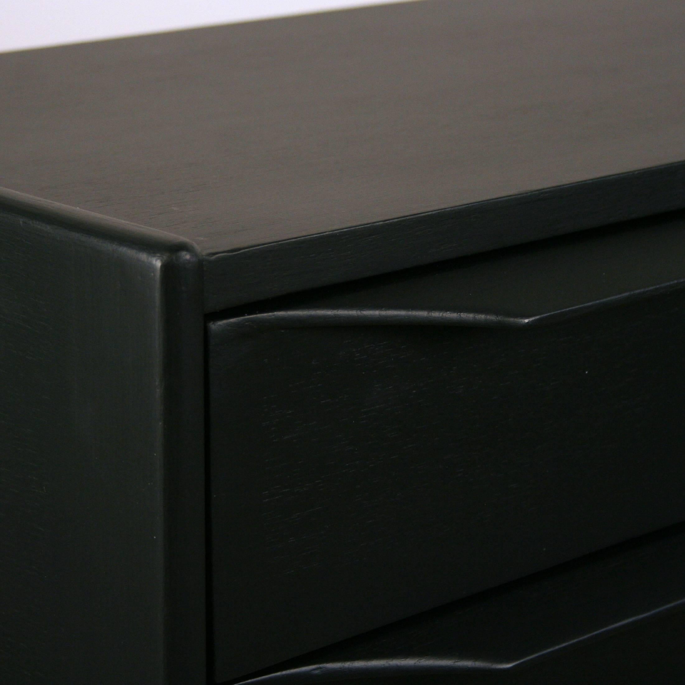 American Large Black Three-Drawer Bedside Dresser For Sale