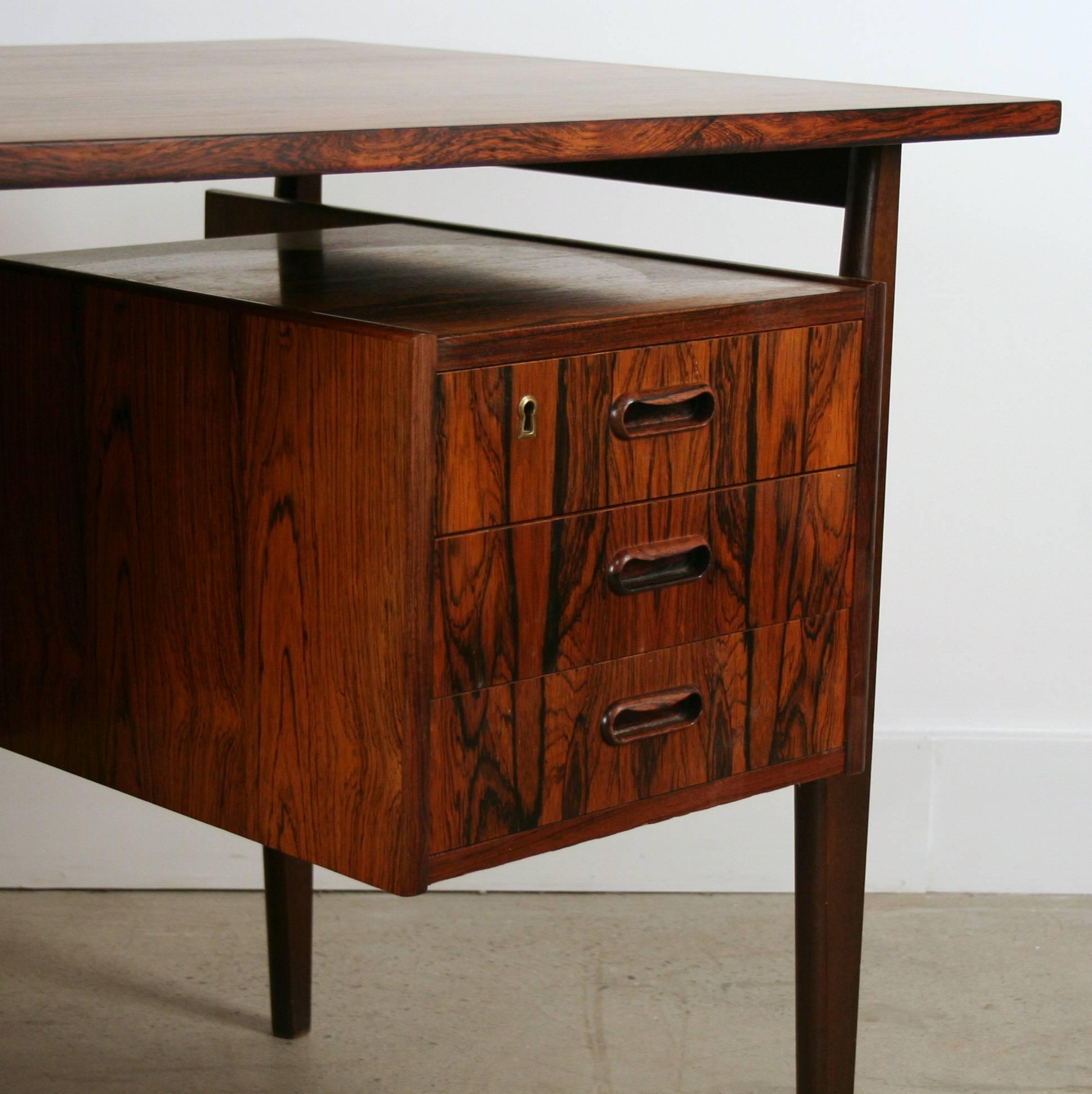 Vintage Danish Rosewood Desk For Sale 1