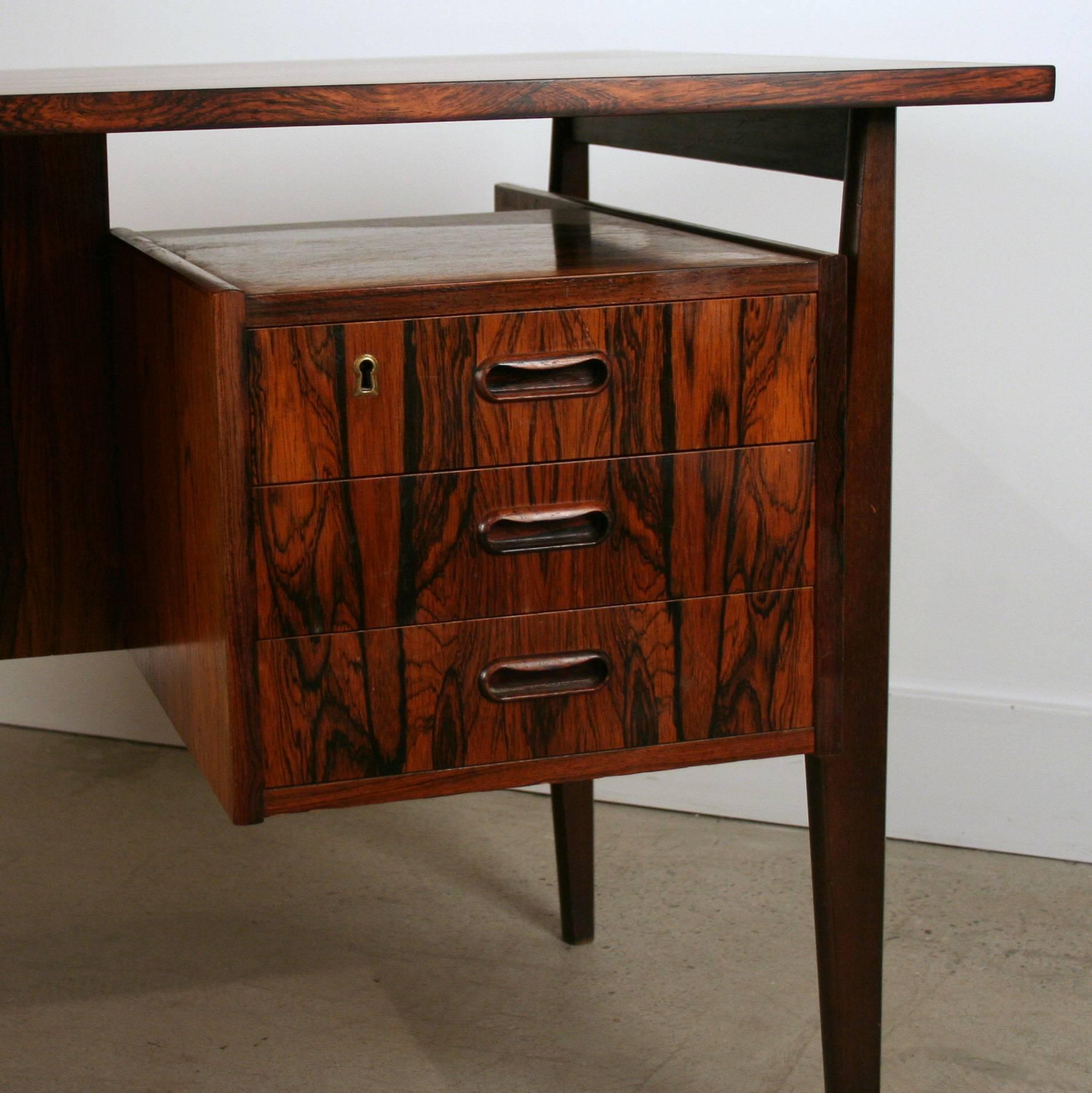 Vintage Danish Rosewood Desk For Sale 2