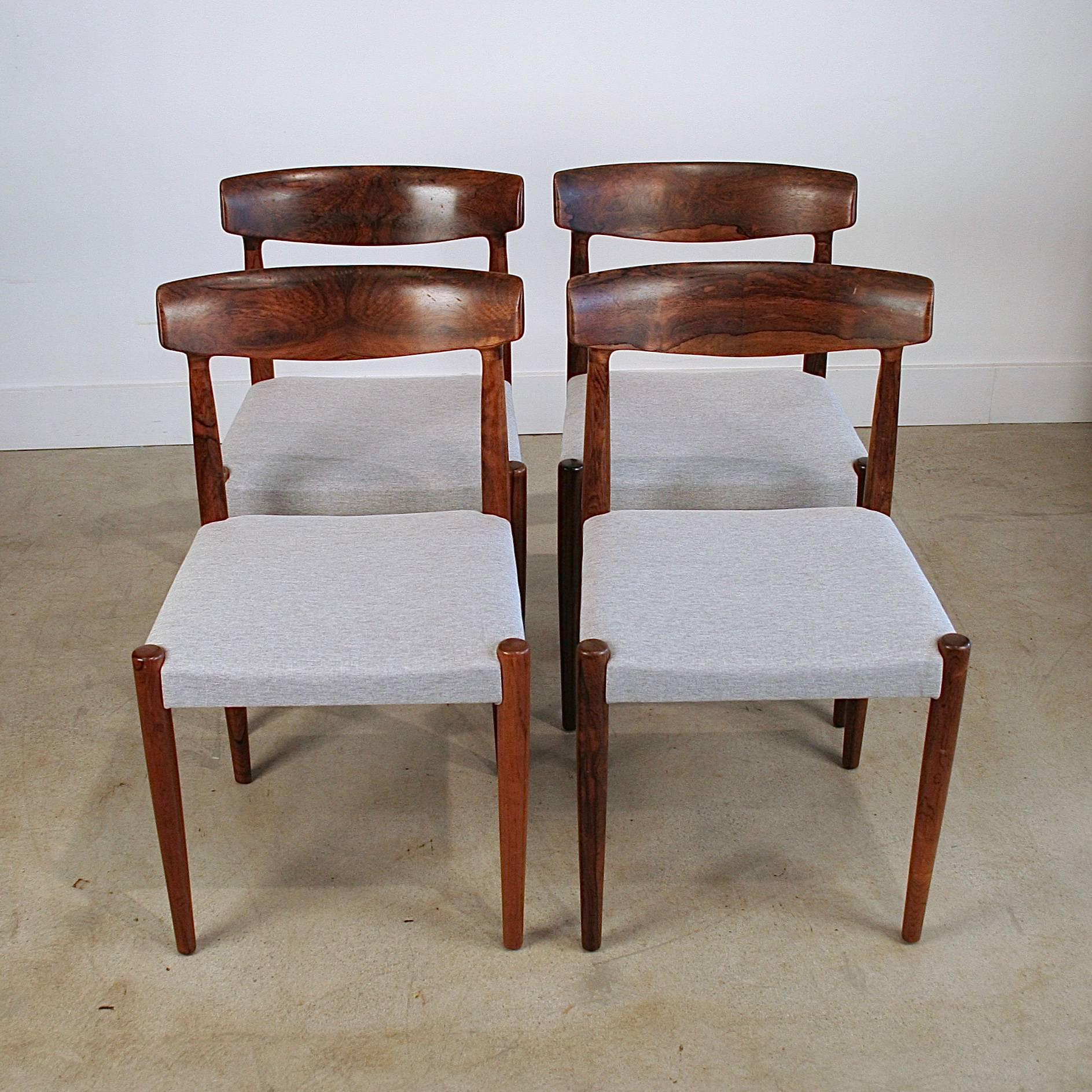 Set of Four Vintage Danish Rosewood Dining Chairs by Knud Faerch For Sale 2