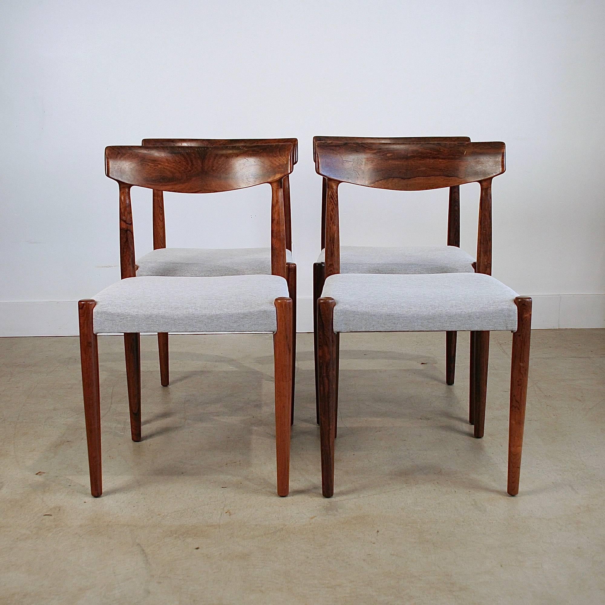 Set of Four Vintage Danish Rosewood Dining Chairs by Knud Faerch For Sale 4
