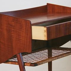 Vintage Danish Teak and Cane Side Table