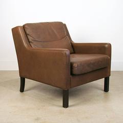 Vintage Danish Milk Chocolate Leather Armchair