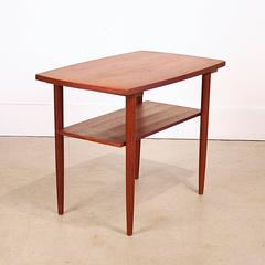 Vintage Danish Teak Side Table with Shelf