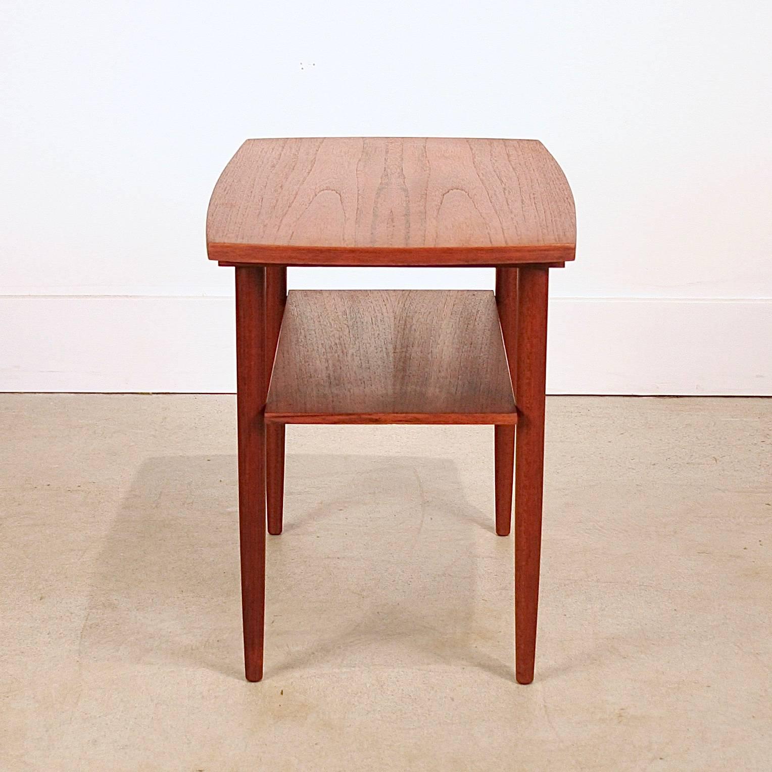 Scandinavian Modern Vintage Danish Teak Side Table with Shelf For Sale