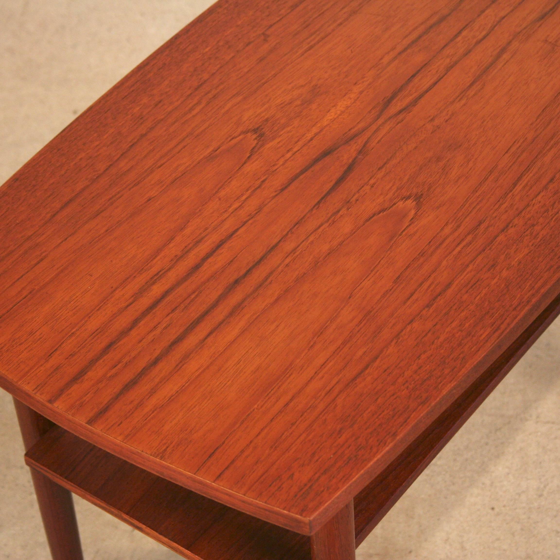 Mid-20th Century Vintage Danish Teak Side Table with Shelf For Sale