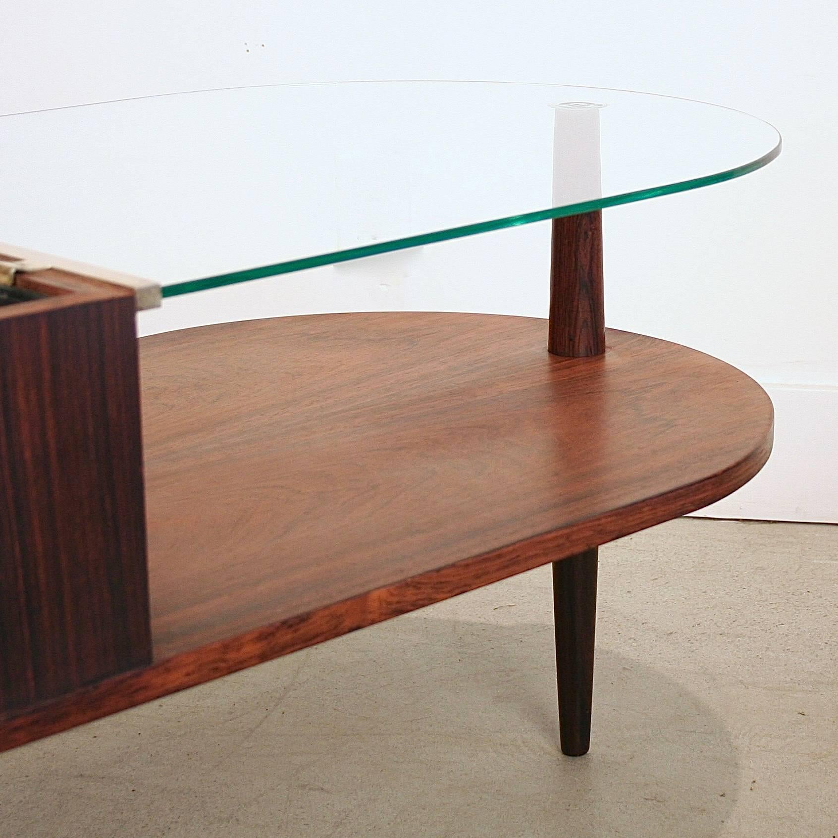 Mid-20th Century Vintage Rosewood and Glass Planter Table For Sale