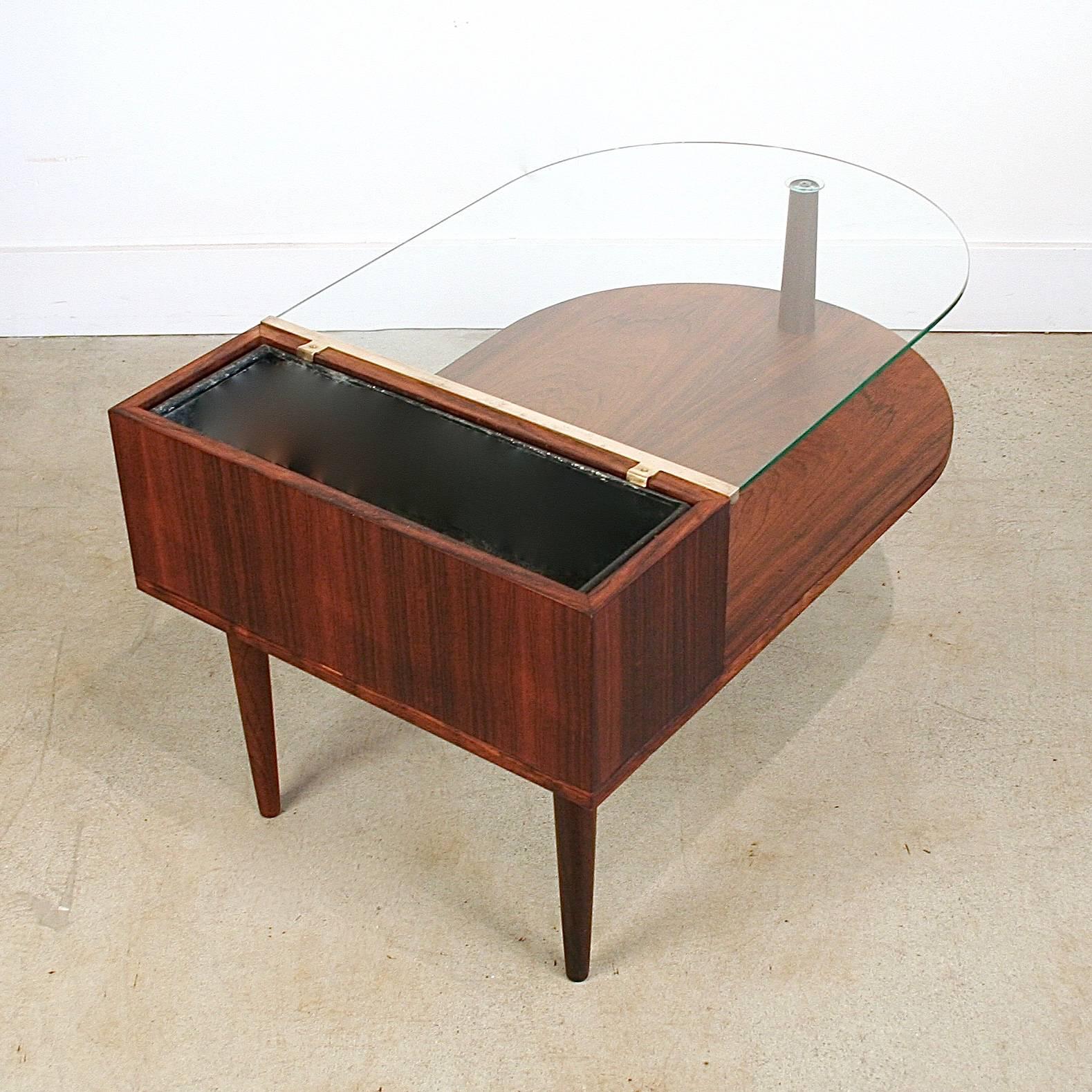 Vintage Rosewood and Glass Planter Table For Sale 1