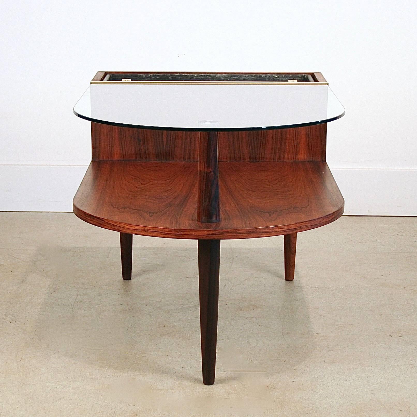 Vintage Rosewood and Glass Planter Table For Sale 2