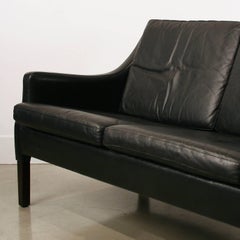 Vintage Danish Leather Four-Seat Sofa