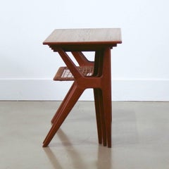 Vintage Danish Teak and Cane Nesting Tables